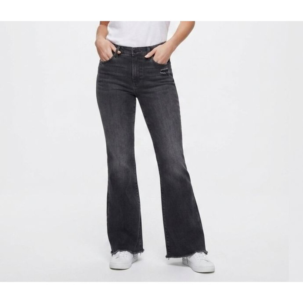 Good American Good Legs Flare Jeans Womens 14-18 Mid Rise Black Distressed 34x30